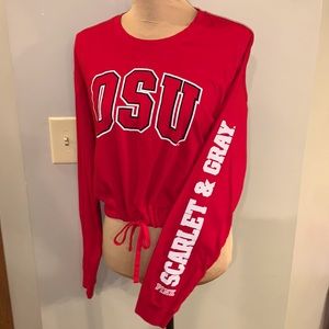 PINK Victoria’s Secret Ohio State University cropped long sleeve tee siz…